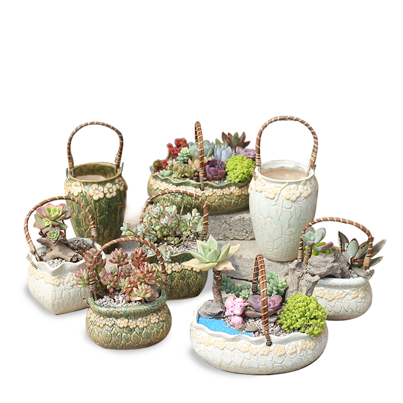 Restore ancient ways more meat flowerpot more than coarse pottery ceramic flower pot creative pot size meat meat the plants flower pot wholesale package mail