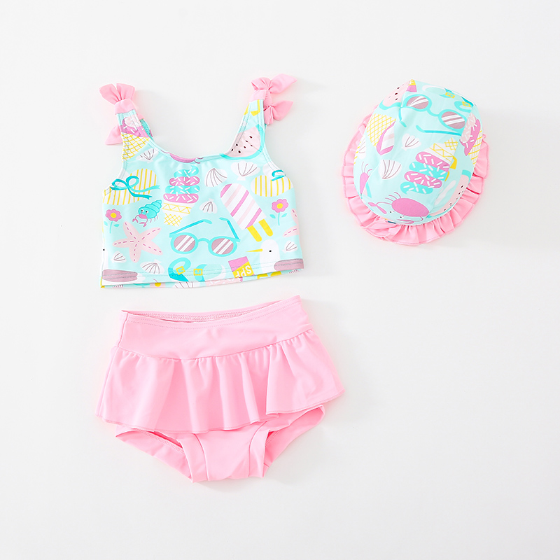 Children's swimsuit female baby cute little princess swimsuit 2021 new little girl Two style spa seaside swimsuit