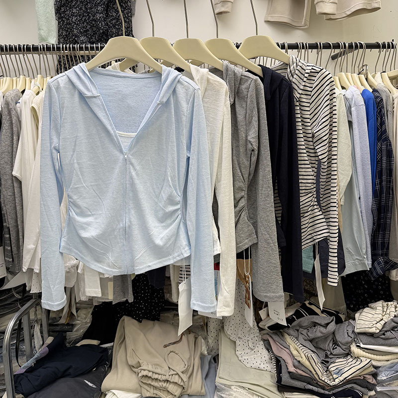 Oit268155 Summer Thin Fashion Patchwork Faux Two-Piece Hooded T-Shirt for Women, Versatile Pullover Slimming Top Trend