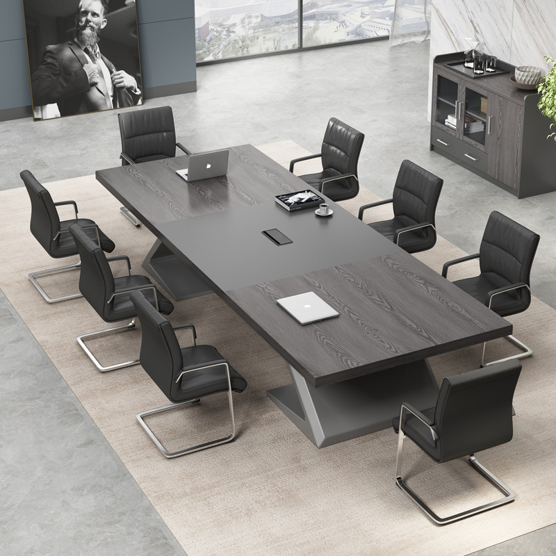 Office furniture conference table 8 people 10 people 12 people conference table simple combination training table reading room negotiation table and chairs