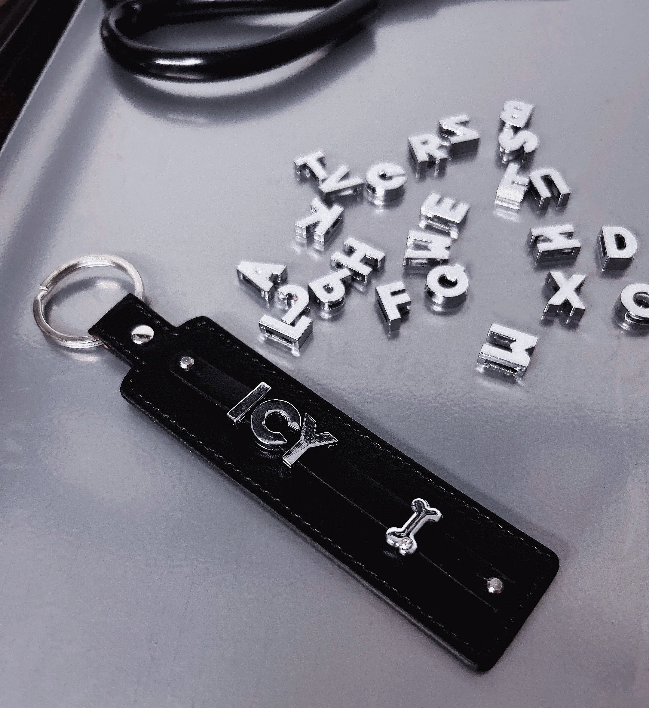 N0 707 custom small leather key chain