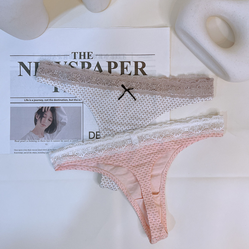 Thong Underwear for Women, Pure Cotton, Cute Pink T-Pants