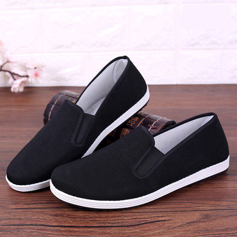 Old Beijing cloth shoes men's middle-aged and elderly mesh shoes casual shoes non-slip work lazy shoes men's slip-on men's canvas shoes