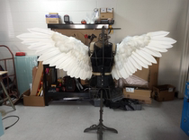 Electric folding mechanical movable wings props cos feather angel wings electric remote control telescopic wing device