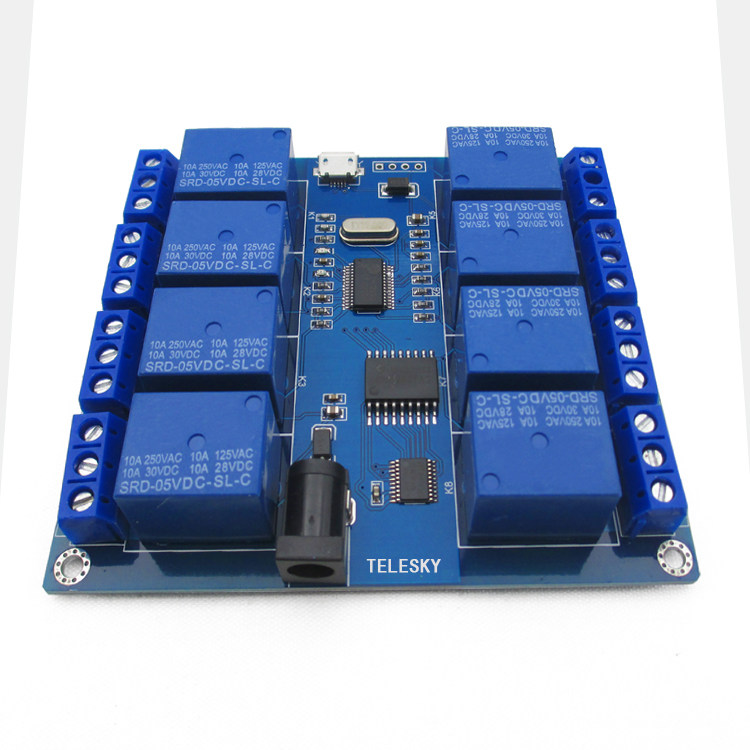 8路5V继电器模块 上位机控制板带指示灯 继电器输出DC/USB