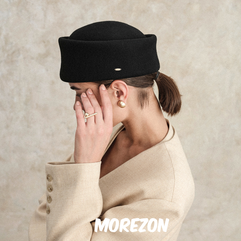 Yigenanaya Same Style Morezon【Mossant】25Aw Autumn and Winter Trendy Wool Dome Pillbox Hat
