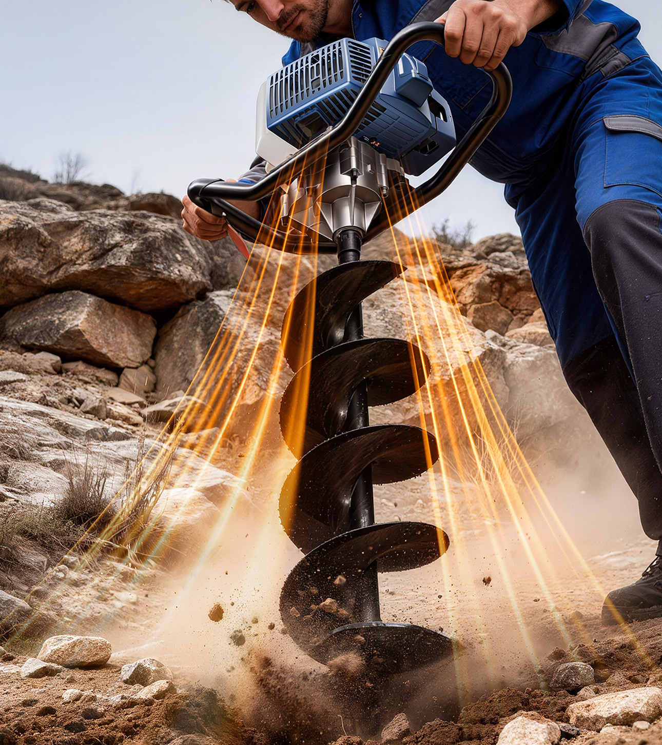 Газонокосилка 东成汽油地钻挖坑机钻地大功率打洞机立柱打孔机施肥栽树农用神器 Tung Shing