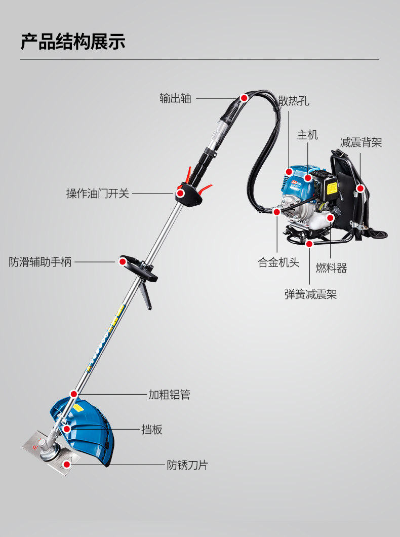 Газонокосилка 东成汽油割草机小型家用背负式打草机农用开荒园林人工除草机神器 Tung Shing