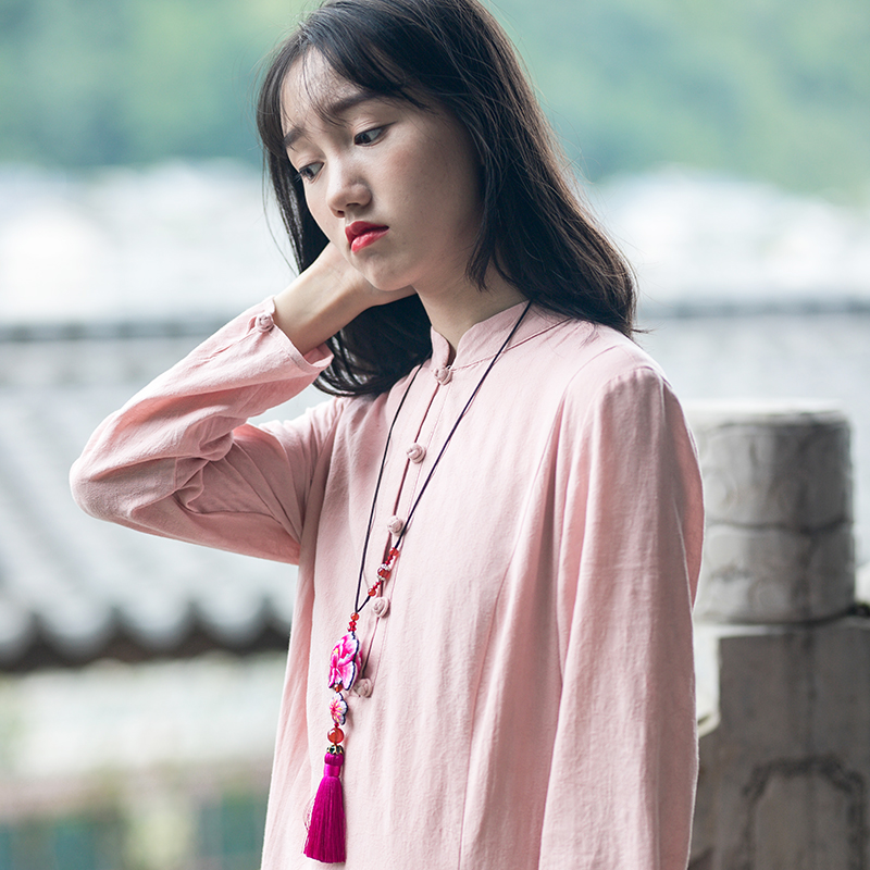 Unitary State Miao Embroidered National Wind Featured Neck Accessories of Ping An Fugui Peony Flowers Necklace-Taobao