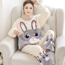 2020 Autumn Winter Warm Flannel Women Pyjamas Sets Thick Co