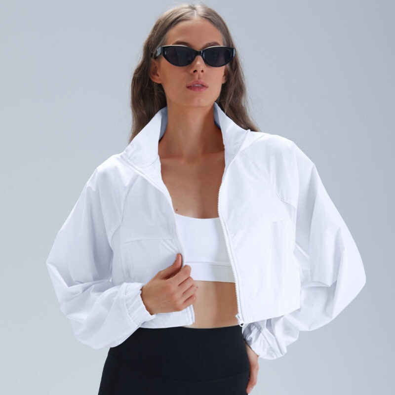 Labeled Zipper Outdoor Running Slimming Fitness Jacket Sweatshirt Hooded Quick-Drying Sports Top Yoga Jacket