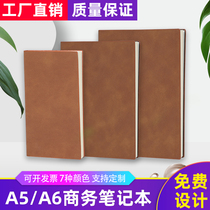 A5 conference notebook business notebook custom art retro leather noodle notepad office Book