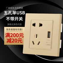 USB socket panel 86 Wall home smart 1A mobile phone 5V charging five-hole single USB socket