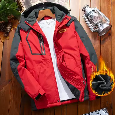 Shirt men plus velvet thickened autumn and winter mountaineering cotton-padded clothes outdoor set waterproof and warm windbreaker