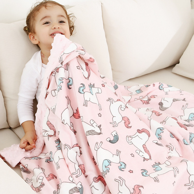Baby Blanket Double Layer Newborn Child Cover Blanket Spring Summer Season Coral Suede Air Conditioning Quilt Baby Soothing Bean Blanket