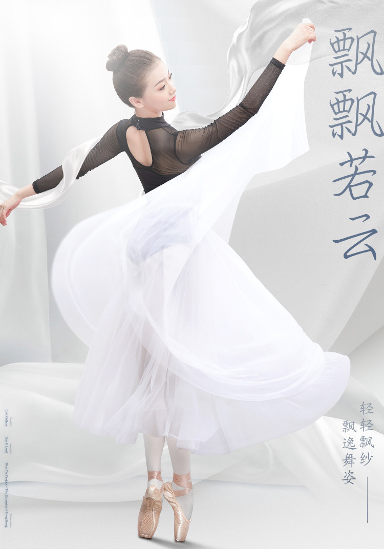 Ballet skirt dance teacher practice clothing adult women's mid-length skirt classical national dance basic training clothing