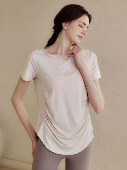 Daddect High-End Yoga Wear Short-Sleeved Women's Slimming Quick-Drying Running Sports Top Morning Running Fitness Wear Summer