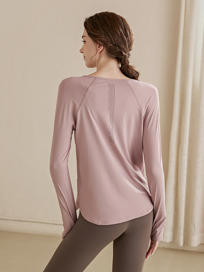 Daddect Quick-Drying Slimming Sports Top for Women, Breathable Long-Sleeved T-Shirt, Yoga Wear, Running Training, Spring and Autumn Fitness Wear