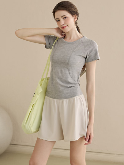 Daddect High-End Seamless Tight-Fitting Yoga Wear Short-Sleeved Women's Sports Top Pilates Training Fitness Wear Summer