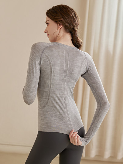 Daddect High-Quality Seamless Yoga Wear for Women, Long-Sleeved Sports Top, Tight-Fitting Pilates Training Fitness Wear for Autumn