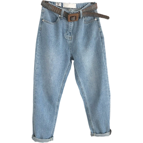 Весенние синие джинсы, штаны для отдыха, свободный прямой крой, высокая талия, подходит для подростков