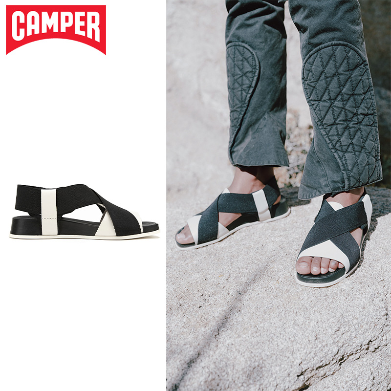 Camper See Step Shoes Atonik Fashion Generous Sandals Black & White Summer Trends Comfort Flat Base Sandals Women