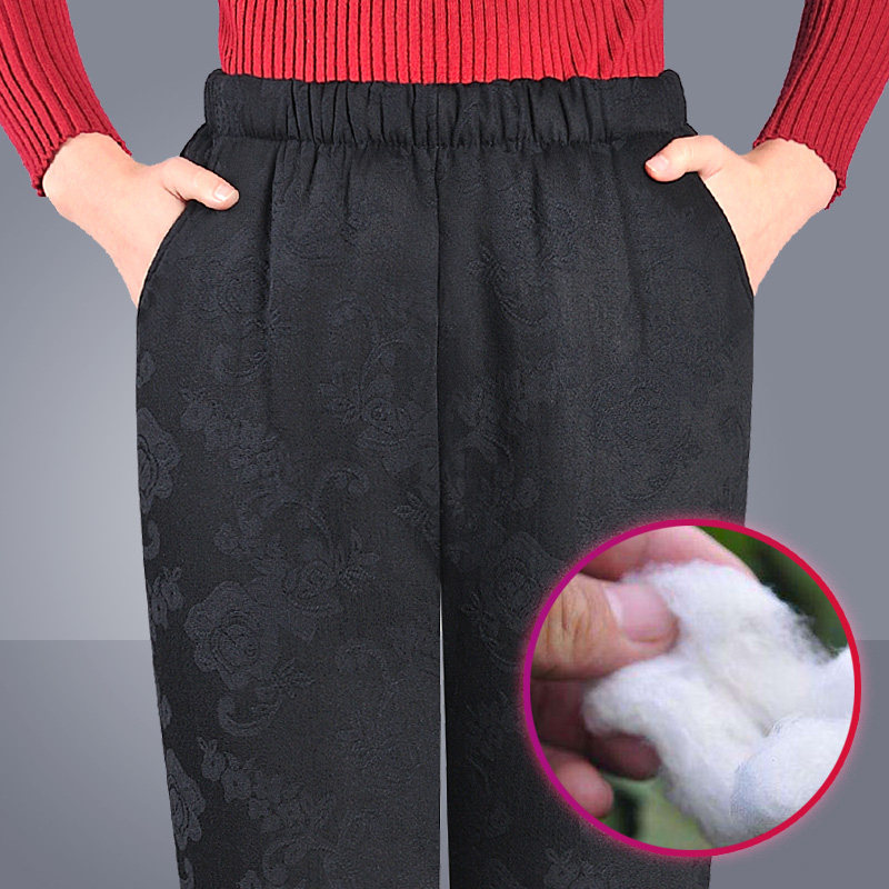 Old grandma cotton pants thickened aged pants 60 years old lady old lady winter dress warm and loose Mama pants tightness in old age pants