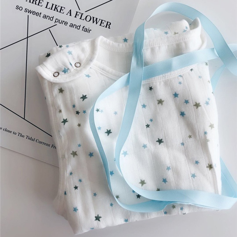Four seasons universal bamboo cotton vest gauze sleeping bag baby anti-kick by breathable pro-skin baby to protect against cold