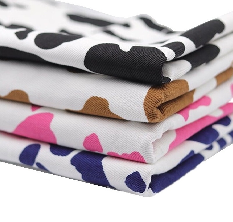 Cow Pure Cotton Denim Printed Cartoon Fabric DIY Handmade Skirt Outwear Pants Clothing Clothing Fabric Thickeneded