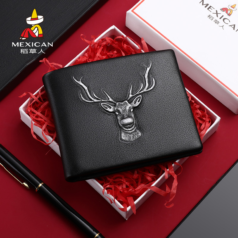 Scarecrow Short Wallet Men Leather Men 2022 New Trend Fashion Youth Bull Leather Wallet