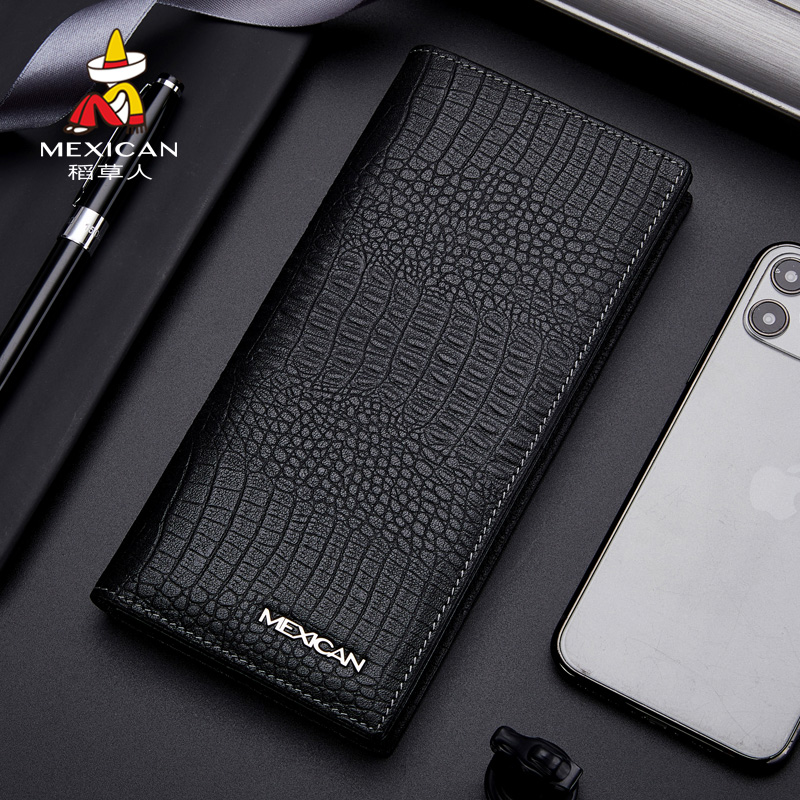 Rice Straw Man Long Version Wallet Man 2021 New Genuine Leather Head Layer Bull Leather Tide Card Fashion Atmospheric Money Clip Leather Clip Men