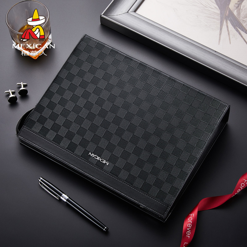 Rice straw man handbag male boomer card 2021 new genuine leather business minimalist personality large capacity hand envelope covered men