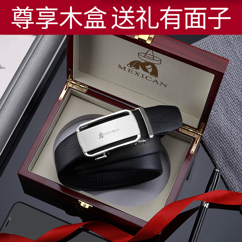 images 16:Scarecrow belt male real-skin man 2022 new automatic buckle belt tide young man with high-end rod