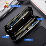 Мужской длинный бумажник, кошелек с молнией, вместительный и большой картхолдер, из натуральной кожи