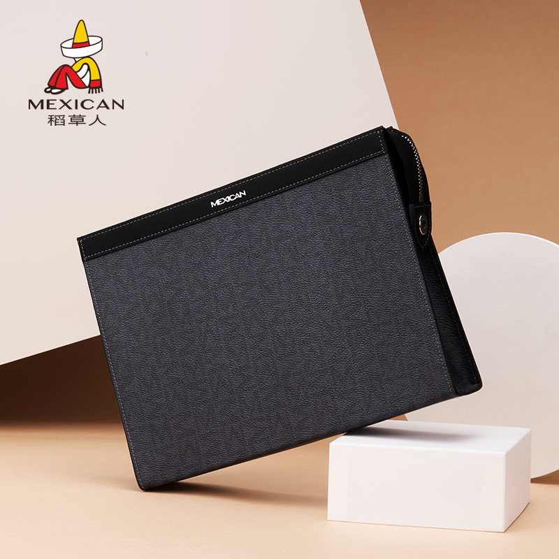 Scarecrow men's handbag trendy brand 2022 new handbag men's large-capacity clip bag light luxury business trendy young people