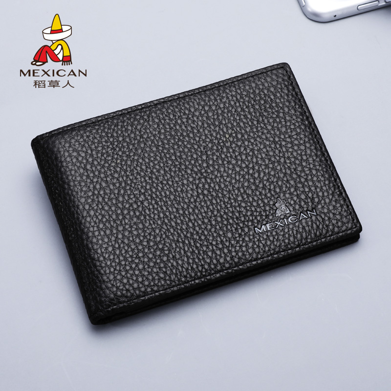 Rice Straw Man Wallet Genuine Leather Driving License Leather Sleeve Personality Creativity Ultra Slim Card Bag Multifunction Two-in-one Tide Card Leather Wallet