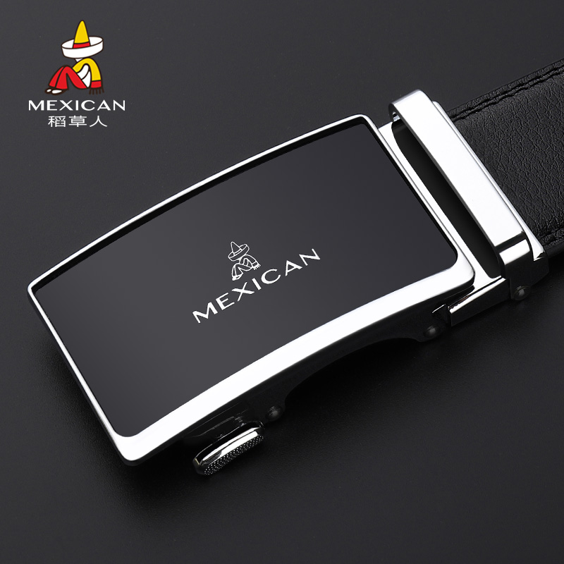 Scarecrow belt men's leather automatic buckle Korean version of Joker simple trendy cowhide young people pants belt