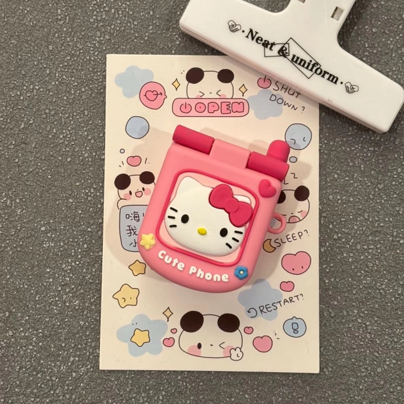 Creative Phone Case with Mirror Suitable for Apple AirPods 4/Pro 3Rd Generation Personalized Protective Case 1/2 Generation Bluetooth Earphone Cover 3D Japanese and Korean Simple Trendy Brand European and American Kt Anime Cat