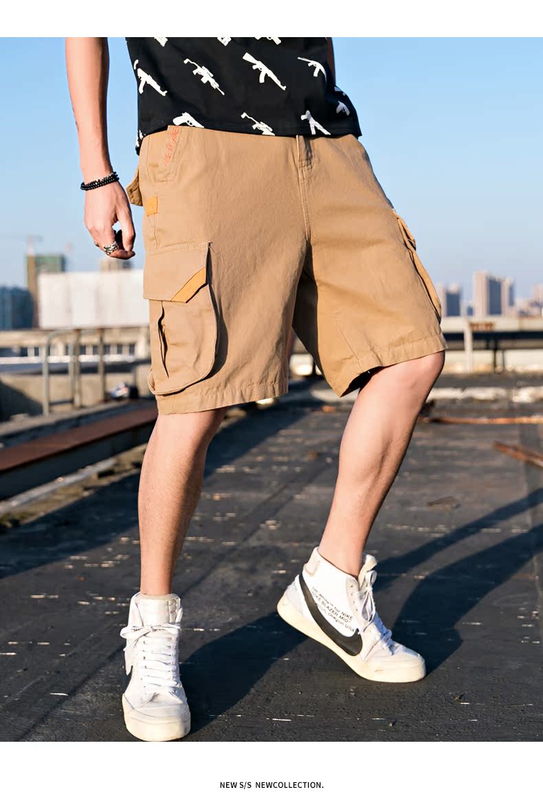 Mùa hè giản dị quần short nam hip hop thương hiệu thời trang Nhật Bản năm điểm quần lửng ống quần xu hướng kích thước lớn - Quần short quần ngủ nam