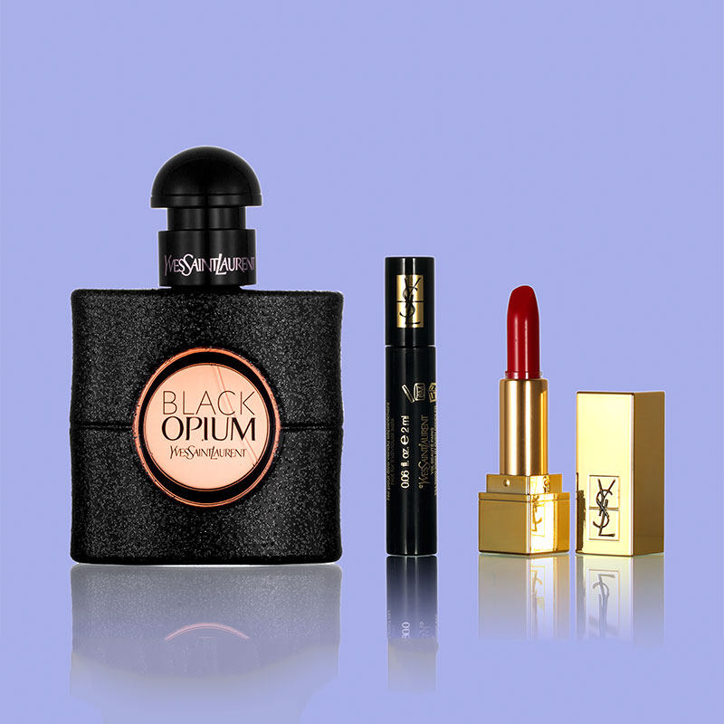 Ysl聖羅蘭黑鴉片反轉巴黎香水睫毛膏口紅送女朋友禮盒套組三件套