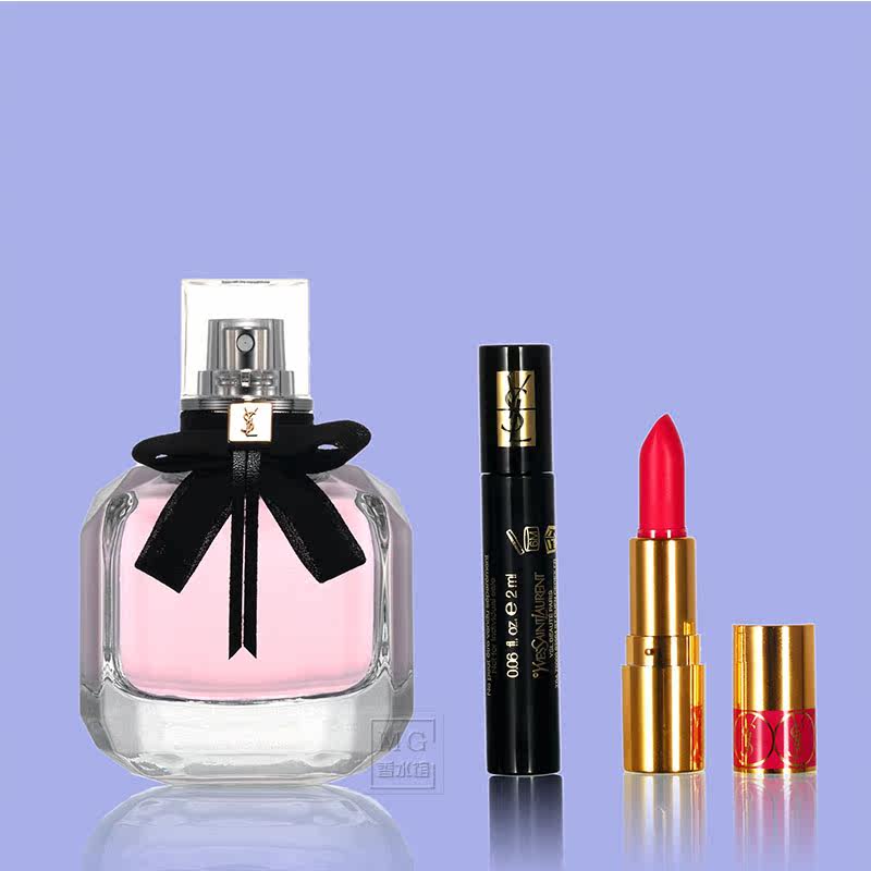 Ysl聖羅蘭黑鴉片反轉巴黎香水睫毛膏口紅送女朋友禮盒套組三件套