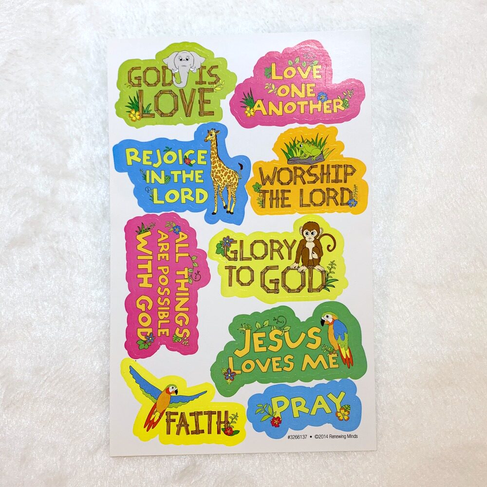 Children's Stickers Elephant Giraffe Frog Parrot and other English Labels