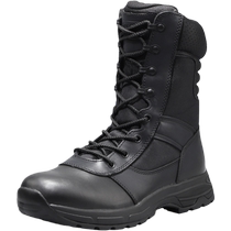 Junrock D13808 zipper combat boots mens and womens tactical boots genuine leather plus velvet high-top lightweight black outdoor boots