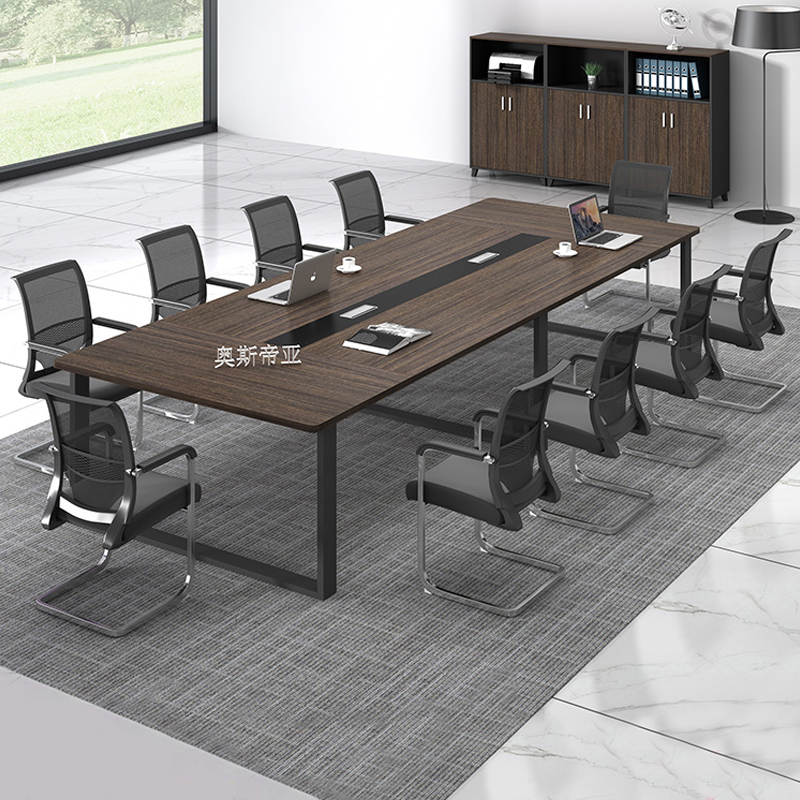 Office furniture steel wood conference table long table simple modern plate size training table conference room chair combination