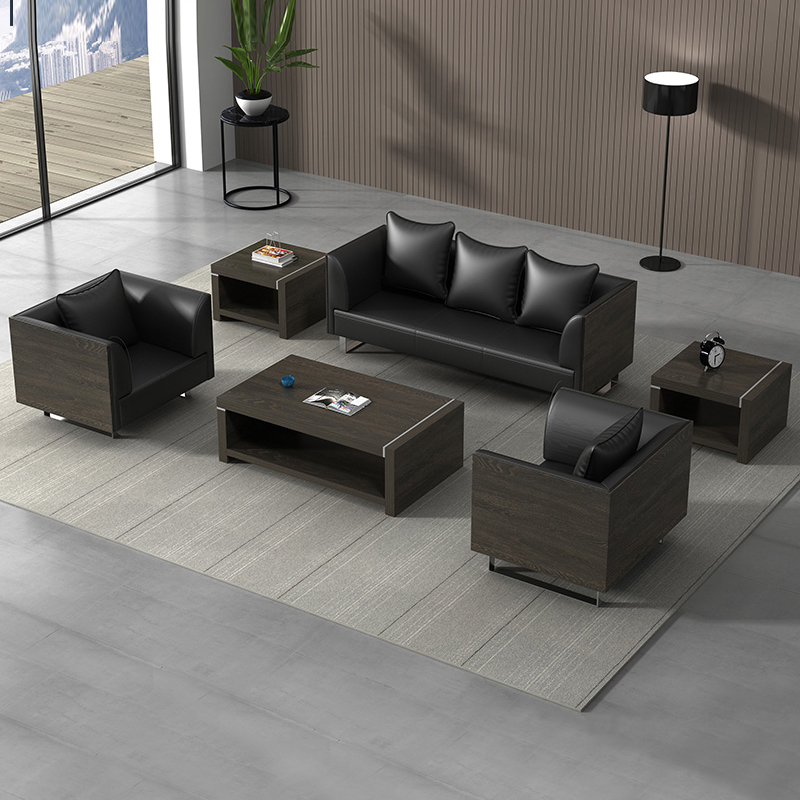 Office sofa tea couple combinations business reception guests simple modern triple board leather office sofa