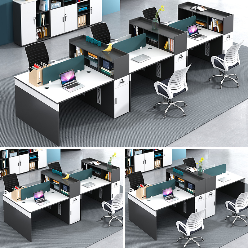 Staff desk and chair combined 6 44 person office furniture minimal modern partition station computer table card seat