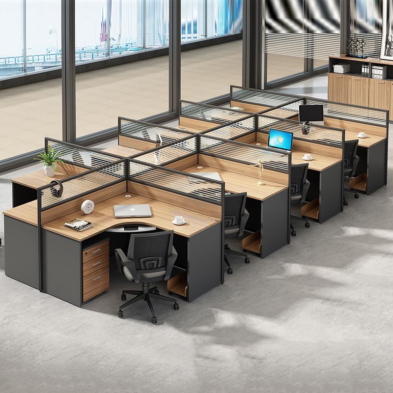 Office Furniture Brief Modern Staff Desk 6 4 Persons Position Combined Screen Holder Partition Station Table Table And Chairs