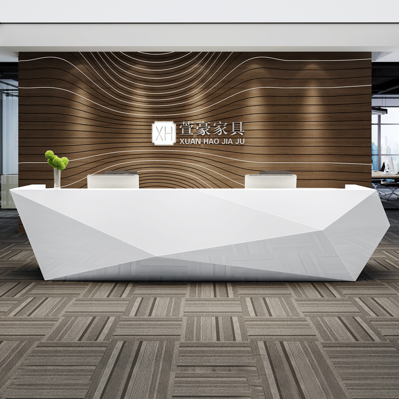 Spot White Baking Varnish Front Desk Reception Desk Modern Brief Cashier Counter Silver Counter Greeting Benttai Company Consultation Desk Customised