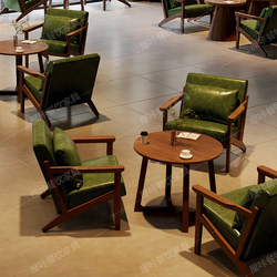 Retro Cafe Table and Chair Combination Milk Tea Shop Sofa B&B Restaurant Hotel Tea House Book Bar Booth Negotiation Commercial