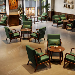 Retro Coffee Shop Table and Chair Combination Milk Tea Shop Dessert Shop Qingba Restaurant Hotel Coffee Shop Sofa Card Hold Commercial